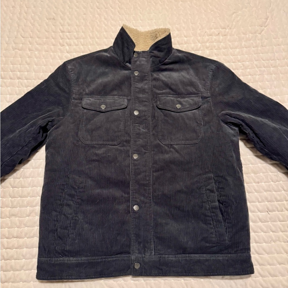 Rainforest Corduroy Sherpa Trucker Jacket - Men’s small, Slate Grey
